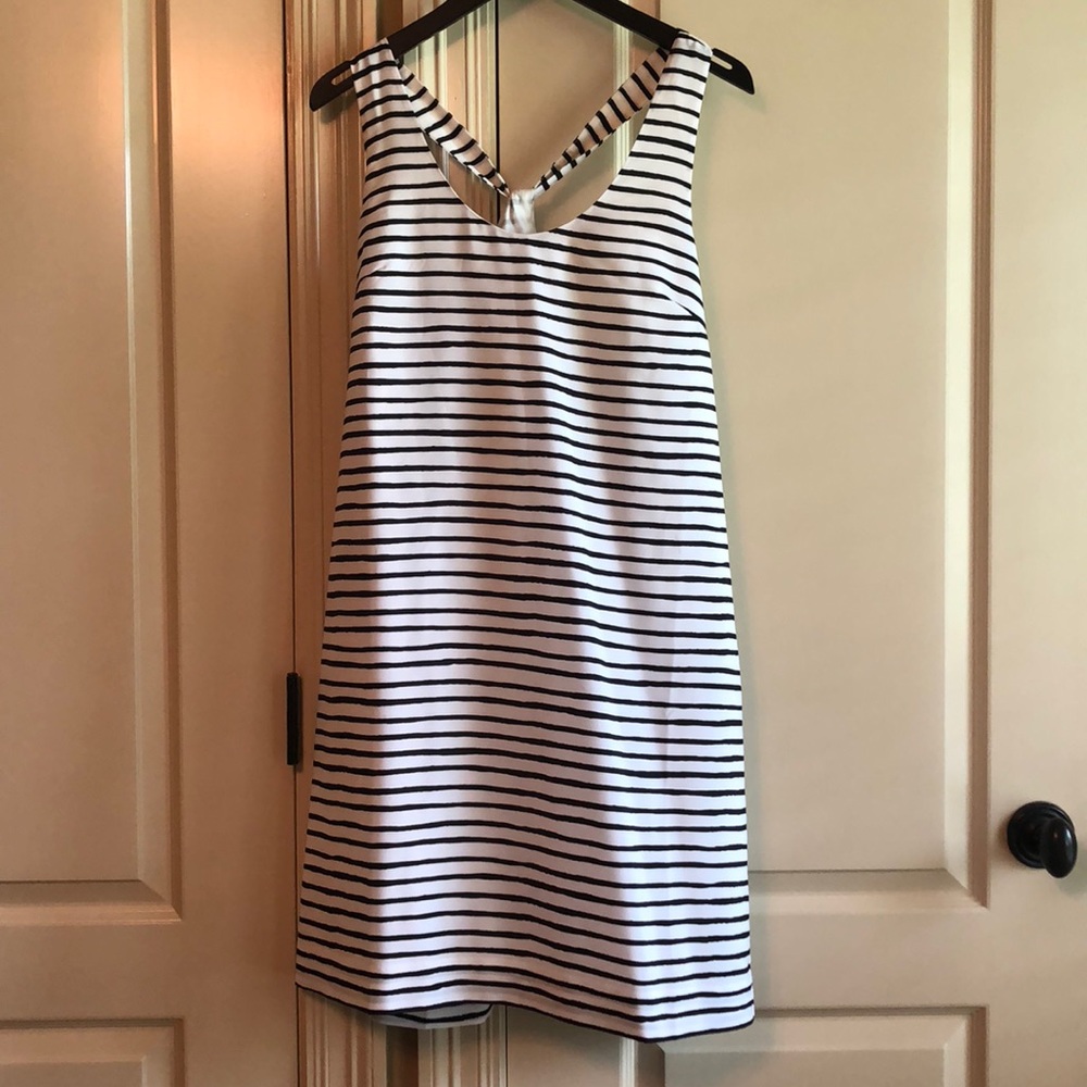 Jcrew white & black dress w criss-cross back